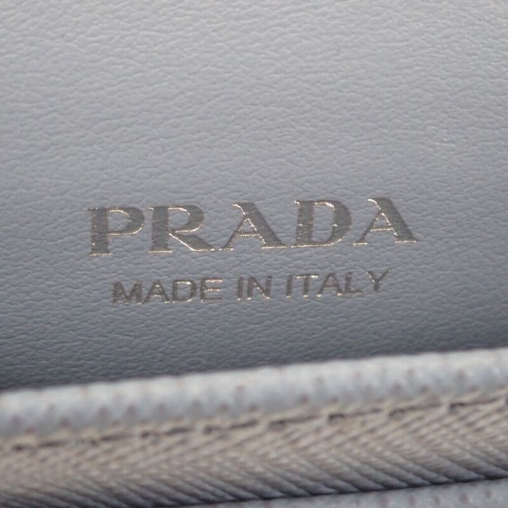 Prada Saffiano Triangle 1 Mc110 qhh f0 ozx Card Case Saffiano Light Blue Silver - Picture 6 of 8